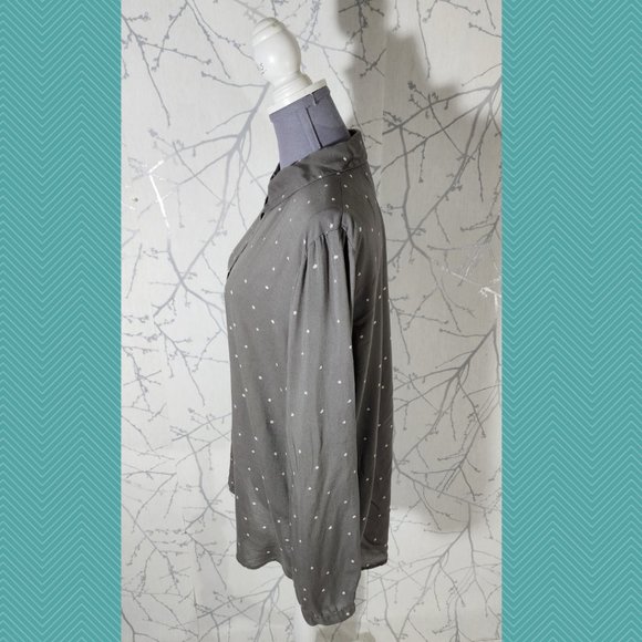 Kaffe Gray Stars Printed Button Front Blouse - Picture 2 of 4